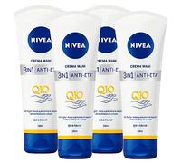 Nivea Crema Mani 3in1 Anti-Età Q10 & Filtri UV Anti-Rughe Lozione Idratante Previene Macchie Ammorbidisce Cuticole - 4 Flaconi da 100ml