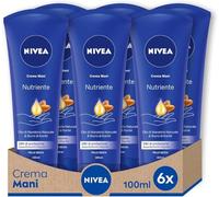 NIVEA Crema Mani Nutriente in Confezione da 6 x 100 ml, Crema Nutriente Arricchita con Olio di Mandorla, Crema Profumata per le Mani dalla Formula Idratante