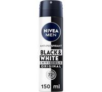NIVEA Deodorante anti-sudore originale da uomo Black & White (150 ml), 72 ore, anti-sudore, senza macchie sui vestiti bianchi e neri