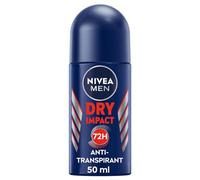 NIVEA Deodorante roll-on da uomo Dry Impact, antitraspirante per una sensazione di pelle secca, protezione dal sudore 72 ore e formula Dual Active (50 ml)