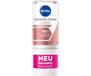NIVEA Derma Dry Control Maximum Deo Roll-on (50 ml), deodorante contro sudorazione intensa, antitraspirante delicato sulla pelle per una protezione 96 ore e una sensazione morbida sulla pelle