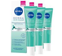 Nivea Derma Skin Clear Peeling Esfoliante Notte Antibatterico Formula Vegana con Acido Salicilico Niacinamide Acido Glicolico ad Azione Purificante Rigenerante Anti-Imperfezioni - 3 Flaconi da 40ml