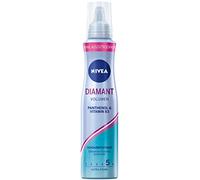 NIVEA Diamond Volume - Schiuma nutriente per capelli con protezione dal calore, pantenolo e vitamina B3, per volume lucido con tenuta 24 ore (livello 5), mousse styling (150 ml)