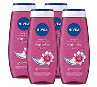 Nivea Doccia Gel Waterlily & Oil Detergente Corpo Rinfrescante Fragranza di Ninfea Formula Delicata ad Azione Idratante e Nutriente con Perle d'Olio e Vitamine C ed E - 4 Flaconi da 250ml