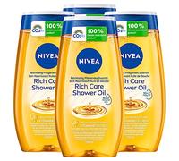 NIVEA Doccia Olio Rich Care Detergente Corpo Nutriente Formula Biodegradabile ad Azione Idratante e Protettiva Docciaschiuma con Oli Naturali e Vitamine C ed E per Pelli Secche - 4 Flaconi da 200ml