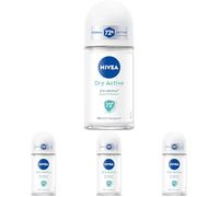 NIVEA Dry Active Roll-On, rullo antitraspirante con protezione 72 ore e formula antibatterica Dual Protect, deodorante nutriente con profumo fresco (50 ml) (Confezione da 4)