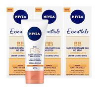NIVEA Essentials BB Cream Crema Giorno Pigmentata Super-Idratante 24H No Stop SPF 15 Uniformante Illuminante con Olio di Jojoba e Minerali Tonalità Dorata per Tutti i Tipi di Pelle-3 Flaconi da 50ml