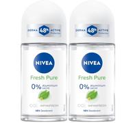 NIVEA Fresh Pure Deo Roll-On, deodorante senza alluminio (ACH) e alcool etilico per 48 ore di protezione e cura, deodorante roller con profumo di gelsomino (50 ml) (Confezione da 2)
