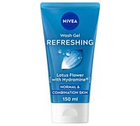 NIVEA Gel detergente rinfrescante (150 ml), gel detergente viso con fiore di loto e idratamina, deterge e rimuove in profondità le impurità, formula rinfrescante per la cura della pelle, confezione da