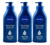 NIVEA Ricco latte per il corpo (625 ml), per 48 ore, lozione con formula 5 in 1 per la pelle secca con siero per la cura profonda, olio di mandorle e vitamina E