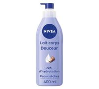 NIVEA Latte corpo idratante dolcezza 72h (1 x 400 ml) - Crema idratante all'acido ialuronico puro & Burro di karitè - Cura per il corpo con siero idratante nutriente pelle secca