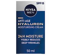 NIVEA MEN Anti-Age Hyaluron SPF15 Crema Idratante (50ml), Crema Viso Antirughe con Acido Ialuronico e Pro-Retinolo, Riduce visibilmente le Rughe Profonde e Rassoda la Pelle