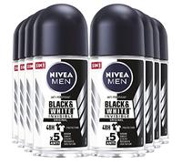 Nivea Men Black & White Original Deodorante Uomo Roll-On Antitraspirante 48h Protezione Contro Cattivi Odori Sudore Macchie Residui Irritazioni - 8 Flaconi da 50ml