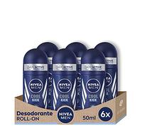 NIVEA MEN Cool Kick Roll-on in confezione da 6 (6 x 50 ml), deodorante da uomo con un colpo di freschezza, deodorante antitraspirante per la cura maschile