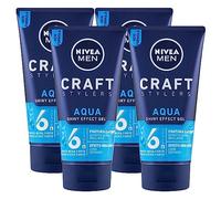 Nivea Men Craft Stylers Gel Capelli Effetto Bagnato Brillante Aqua Shiny Effect Fissaggio Mega Forte Finitura Lucente - 4 Flaconi da 150ml