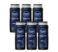 NIVEA MEN Deep Clean, Bagnoschiuma Set 6 Gel Doccia 3-in-1 per Corpo, Viso e Capelli con Microfine Clay, 500 ml