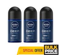 Nivea Men Deep Dark Wood Black Charcoal Roll-On Deodorante 72H Protezione 3-Pack