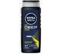 NIVEA Men Deep Sport 3-in-1 Shower Gel per corpo, viso e capelli - 500 ml Multi-Purpose Cleanser con Refreshing Energizing Scent - Daily Gentle All-In-One Shower Solution for Active Lifestyyles