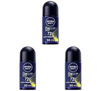 NIVEA MEN Deep Sport Roll-on 50 ml, Deodorante uomo arricchito con Carbone Attivo per 72h di protezione, Deodorante roll on antitraspirante per l'attività sportiva (Confezione da 3)