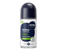 NIVEA MEN Deodorante Roll On Derma Control Sensitive 50 ml, Deodorante uomo antitraspirante per una protezione 72h, Formula senza alcool con Acido Ialuronico e Vitamina E per la pelle sensibile