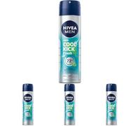 NIVEA MEN Deodorante spray Cool Kick Fresh con protezione antitraspirante 72h contro sudore e odore corporeo, deodorante spray con acqua di cactus senza alcool etilico (150 ml) (Confezione da 4)