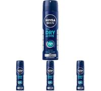 NIVEA MEN Deodorante spray Dry Active con protezione anti-traspirazione 72h per una sensazione secca sulla pelle, deodorante spray antibatterico senza alcool etilico (150 ml) (Confezione da 4)
