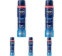 NIVEA MEN Deodorante spray Fresh Active XXL, deodorante con formula INFINIFRESH per 48 ore di protezione, deodorante senza alluminio con estratti di mare e profumo fresco (250 ml) (Confezione da 5)