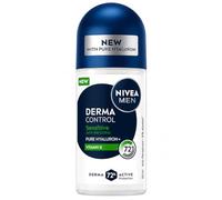 NIVEA MEN Derma Control Sensitive, antitraspirante da uomo, 72 ore, protezione sferica con vitamina E e acido ialuronico, confezione da 50 ml, OF 6
