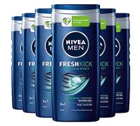 Nivea Men Fresh Kick Detergente Corpo Viso Capelli 3in1 Gel Doccia Uomo Shampoo Multiuso Formula Biodegradabile Effetto Rinfrescante con Mentolo Freschezza 24h a Lunga Durata - 6 Flaconi da 250ml