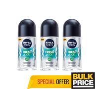 Nivea Men Fresh Kick Roll-On Deodorante 48H Protezione Odore Sudore 50Ml 3-Pack