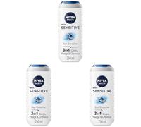 NIVEA MEN Gel doccia Sensitive 3 in 1 (1 x 250 ml), gel doccia uomo per pelle sensibile, detergente delicato per corpo, capelli e viso, sapone doccia con estratto di bambù (Confezione da 3)