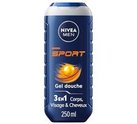 NIVEA MEN Gel doccia Sport (1 x 250 ml) - Trattamento detergente arricchito con minerali - Gel doccia uomo 3 in 1 balsamo - Cura detergente corpo viso e capelli per un effetto fresco 24 ore