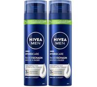 Nivea Men HydroCare Schiuma da barba (200 ml), protezione e cura per una rasatura delicata, schiuma da barba delicata per uomini con aloe vera e pantenolo (Confezione da 2)