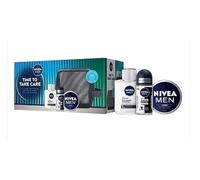 NIVEA MEN Kit, Confezione Regalo Uomo con Balsamo Sensitive Dopobarba da 100 ml, Deodorante Roll-On da 50 ml e Nivea Men Creme 75 ml, Set Skincare Uomo con Pochette in Omaggio