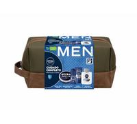NIVEA MEN Pack Cura Completa Trousse da uomo, set regalo con crema viso (1 x 75 ml) crema idratante tutto il corpo (1 x 150 ml), balsamo after shave (1 x 100 ml), deodorante (1 x 100 ml)