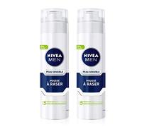 NIVEA MEN Pelle Sensibile Schiuma da barba (2 x 200 ml), Crema da barba arricchita con camomilla e amamelide, cura rasatura con tecnologia Ultra Glide