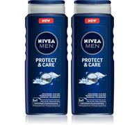 NIVEA MEN Protect & Care gel doccia per viso, corpo e capelli confezione conveniente 2 x 500 ml