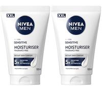 NIVEA MEN Sensitive Crema Idratante XXL 100 ml, Crema viso uomo in maxi formato per 5x protezione dalle irritazioni, Skincare uomo con formula idratante 24h senza profumo per pelli sensibili