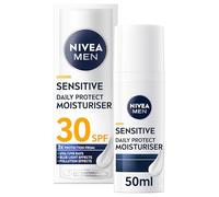 NIVEA MEN Sensitive Daily Protect Moisturiser SPF 30 (50 ml), crema viso da uomo idratante adatta per pelli sensibili, idratante viso leggero con protezione UV, formula non grassa