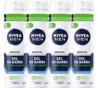 Nivea Men Sensitive Gel da Barba Camomilla Vitamina E 4x200ml Pelli Sensibili