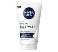 NIVEA MEN Sensitive Gel Detergente Viso XXL 150 ml, Detergente viso uomo in maxi formato per 5x protezione dalle irritazioni, Skincare uomo con Complesso VitaminPRO idratante per pelli sensibili