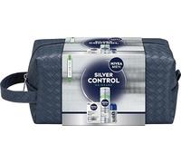NIVEA MEN Silver Control Set di cosmetici regalo da uomo con borsa per cosmetici - Schiuma da barba, balsamo dopobarba e antitraspirante