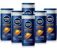 NIVEA MEN Sport Doccia Shampoo in Confezione da 6 x 250 ml, Bagnoschiuma uomo rivitalizzante per viso, corpo e capelli, Docciaschiuma e shampoo uomo dalla fragranza maschile arricchito con Minerali