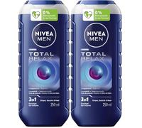 NIVEA MEN Total Relax - Gel doccia a pH neutro, con profumo di legno di cedro, per uomini, formula rilassante con olio di lavanda per corpo, viso e capelli (250 ml) (Confezione da 2)