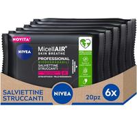 NIVEA MicellAir Professional Salviettine Struccanti in Confezione da 6 x 20 Pezzi, Salviette Struccanti per Trucco Waterproof, Salviettine Viso con Ingredienti Vegetali