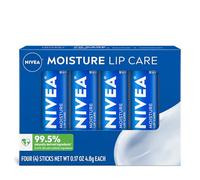 NIVEA Moisture Lip Care, Lip Balm Stick with Shea Butter, Jojoba Oil and Avocado Oil, 0.17 Oz, Pack of 4
