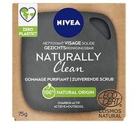 NIVEA NATURALLY Clean Detergente Viso Solido Scrub Purificante (1 x 75 g), Trattamento Viso Esfoliante Senza Sapone, Cura Solida al PH Neutro per la Pelle