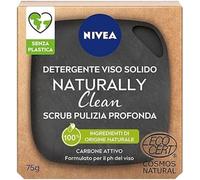 NIVEA VISO DETERGENTE SOLIDO NATURALLY CLEAN SCRUB PULIZIA PROFONDA CARBONE ATTIVO 75 GRAMMI