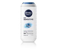 NIVEA MEN Doccia Shampoo Sensitive 250 ml, Docciaschiuma uomo 3 in 1 per viso, corpo e capelli, Bagnoschiuma uomo delicato con Estratto di Bambù lenitivo per pelli sensibili e irritate