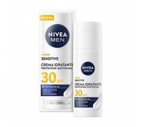 NIVEA MEN Sensitive Crema Idratante Viso Uomo Protezione Quotidiana SPF 30 50 ml, Crema viso uomo per pelli sensibili con Complesso VitaminPRO, Protegge da raggi UVA/UVB, luce blu e inquinamento